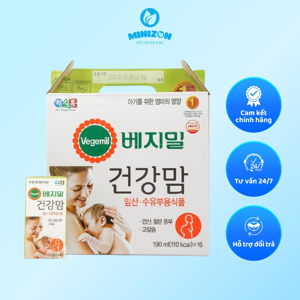 Sữa bầu Vegemil Hàn Quốc 190ml (Lốc 16 hộp)