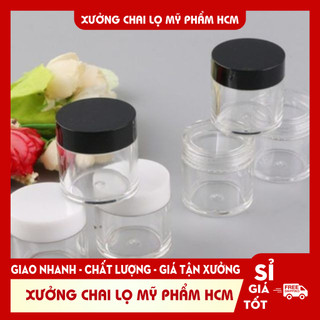 [Đủ size] HỦ NHỰA TRONG SUỐT, NẮP ĐEN 3gr/ 5gr/ 10gr/ 20gr/ 30gr/ 50gr Chiết Mỹ Phẩm, Dùng Chiết Kem, Chiết Bột