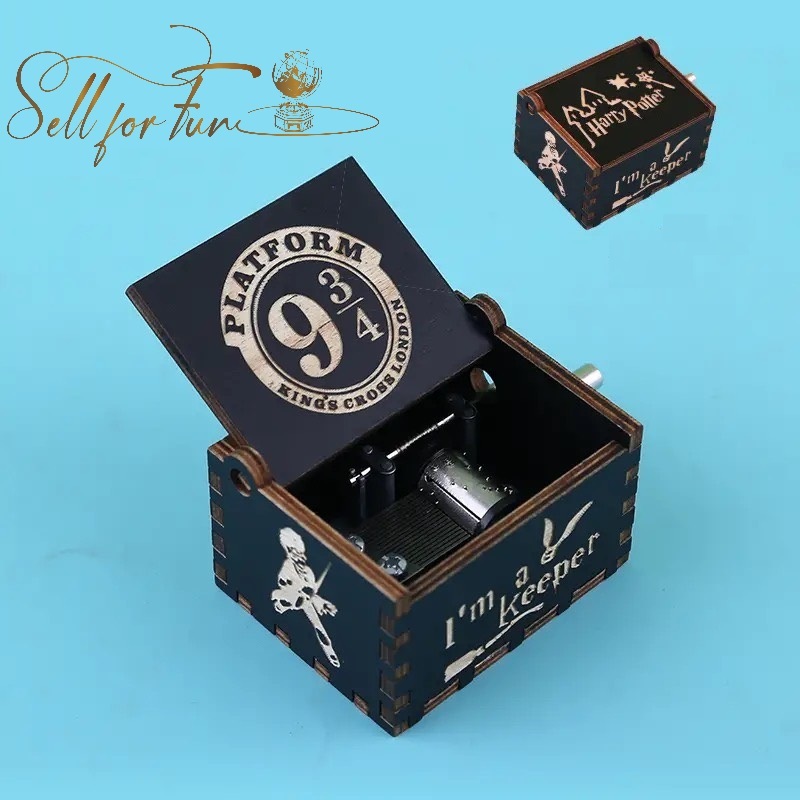 Hộp Nhạc Gỗ Hộp Nhạc Mini Tay Quay Trang Trí HARRY POTTER