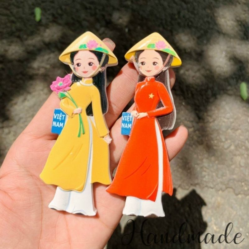 Nam châm hít tủ lạnh hình áo dài sứ 3D - magnet