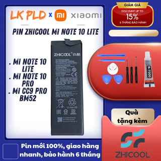 Pin mi note 10 lite/ mi cc9 pro, mã pin bm52, hãng zhicool, tặng kèm bộ tua vít mở máy, bảo hành 3 tháng