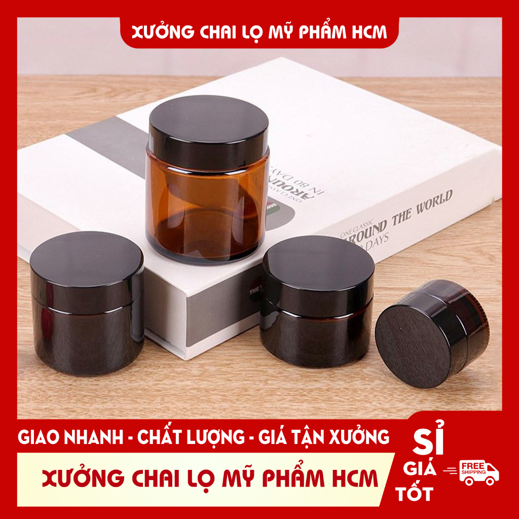 Lọ Thủy Tinh Nâu 50g/100g Chiết Mỹ Phẩm  - Hũ Kem Face - Hũ Chiết Mỹ Phẩm