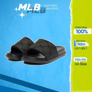 Dép MLB Chunky Mound Monogram màu đen chính hãng, dép sandal đế cao su bền đẹp