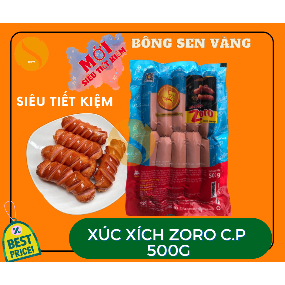 [𝐁𝐎𝐍𝐆𝐒𝐄𝐍𝐕𝐀𝐍𝐆 - 𝐇𝐎̉𝐀 𝐓𝐎̂́𝐂] Xúc xích ZORO CP gói 500g - 10 cây