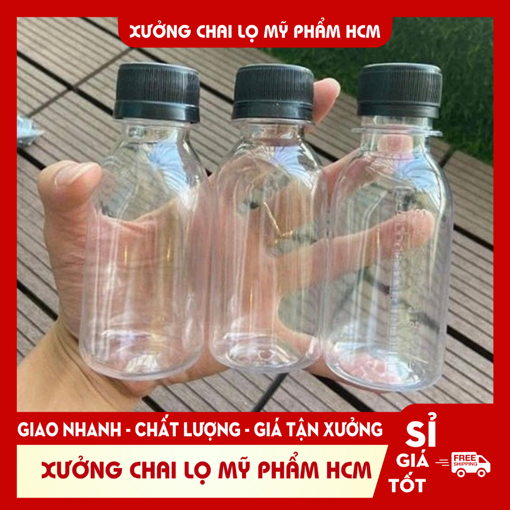 [COMBO] Chai Nhựa Miệng Rộng 50ml 100ml Nắp Vặn Đen Dùng Chiết Bột, Sửa Tắm