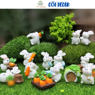 Mô hình thỏ chơi nhạc, đùa nghịch trang trí sân vườn, tiểu cảnh, bàn làm việc, sen đá terrarrium