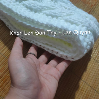 Khăn mũ len đan tay màu trắng