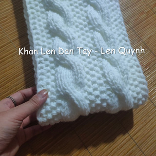 Khăn mũ len đan tay màu trắng