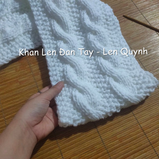 Khăn mũ len đan tay màu trắng