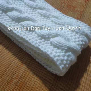 Khăn mũ len đan tay màu trắng