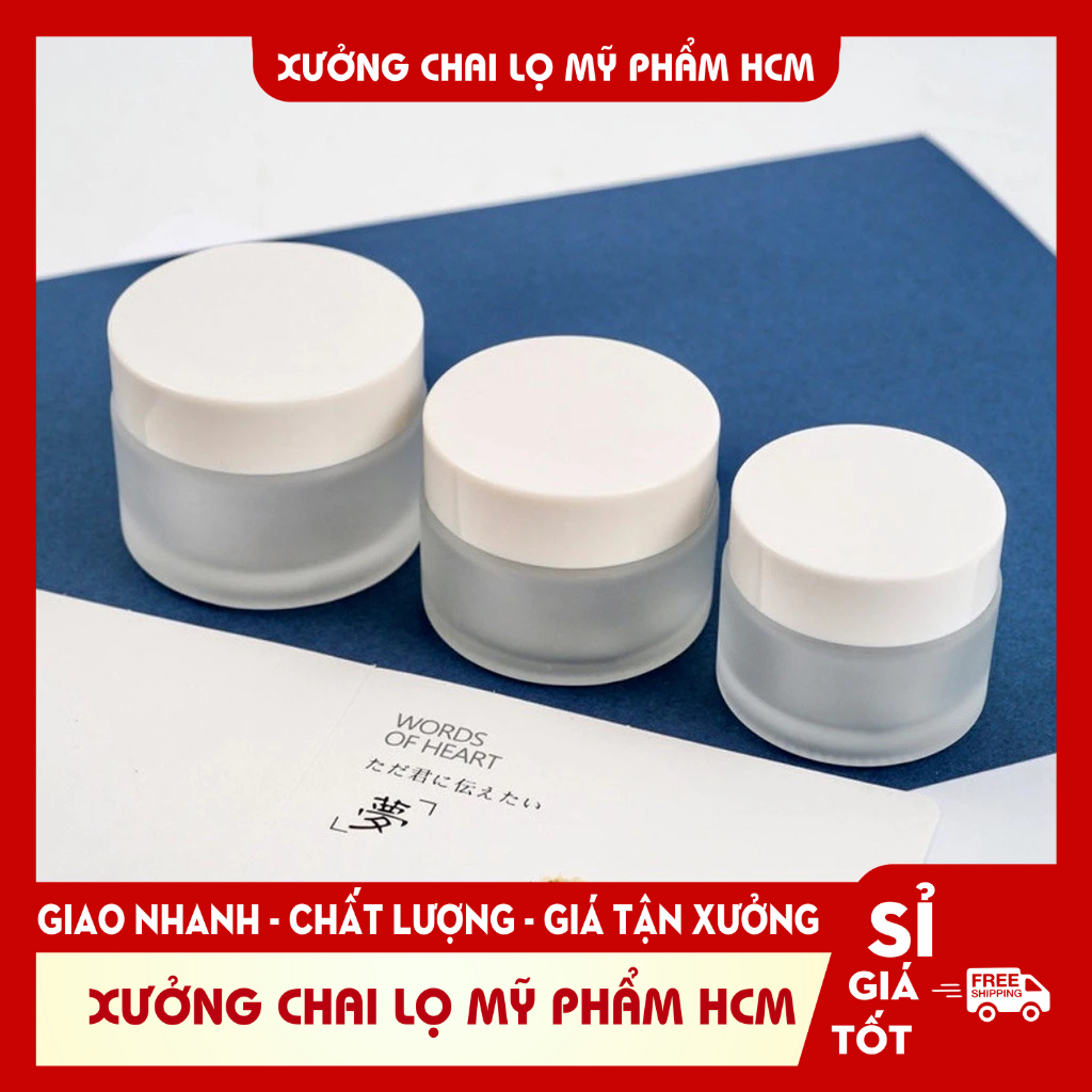 Hủ Thủy Tinh Mờ 30g Chiết Kem Dưỡng, Sáp, Mask, Bột, Mỹ Phẩm Du Lịch Thiết Kế Tinh Tế