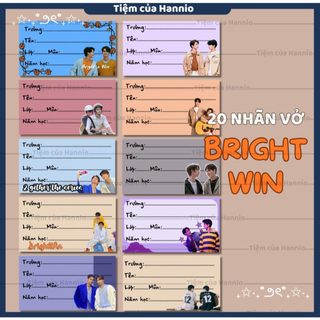 (20 Nhãn vở) in hình BRIGHTWIN - kích thước 7.4x4.2cm - Tiệm Của Hannio