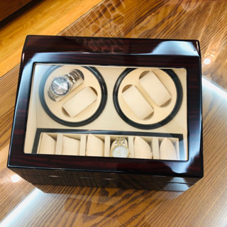 < CÓ PHIẾU BÁO HÀNH CHÍNH HÃNG > (SHIP LUÔN) hộp đựng đồng hồ cơ 4 xoay và 6 tĩnh, chất liệu GỖ