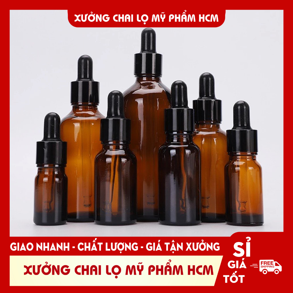 Lọ Chiết Serum 🏵️ Lọ Thủy Tinh Nắp Bóp Nhỏ Giọt Khoen Đen 50ML/100ML Chiết Mỹ Phẩm, Tiện Lợi Đi Du Lịch