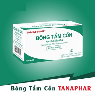 Bông tẩm cồn sát trùng TANAPHAR 100 miếng/ hộp - Bông tẩm cồn Tanaphar khử khuẩn vật dụng, sát khuẩn trước khi tiêm