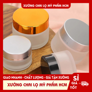 Hủ Đựng Kem 🏵️ Hủ Chiết Mỹ Phẩm Thủy Tinh Mờ Nắp Bạc 50g Dùng Đựng Kem Face/Muối Spa/Bột Nghệ/Bột Dưỡng Thể