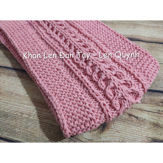 Khăn Len đan tay kiểu vặn thừng bông lúa độc lạ - Quà tặng handmade