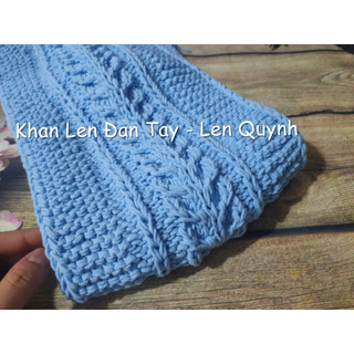 Khăn Len đan tay kiểu vặn thừng bông lúa độc lạ - Quà tặng handmade