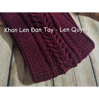 Khăn Len đan tay kiểu vặn thừng bông lúa độc lạ - Quà tặng handmade