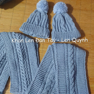 Khăn Len đan tay kiểu vặn thừng bông lúa độc lạ - Quà tặng handmade