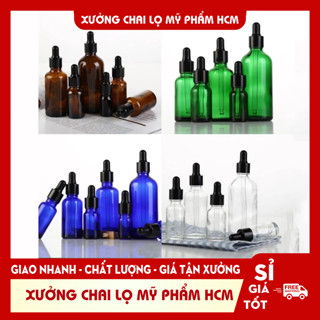 Lọ Chiết Serum 🏵️ Lọ Thủy Tinh Nắp Bóp Nhỏ Giọt Khoen Đen 5ML/10ML Chiết Mỹ Phẩm, Tiện Lợi Đi Du Lịch