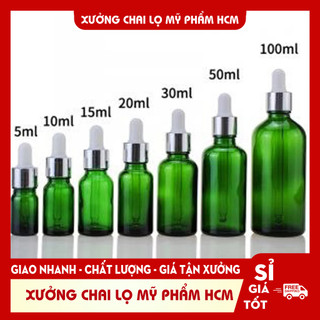 Lọ chiết serum 🏵️ lọ chiết mỹ phẩm thủy tinh nắp bóp nhỏ giọt khoen bạc 15ml/20ml/30ml lọ đựng tinh dầu, tinh chất