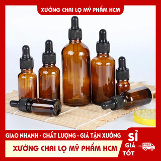 Lọ Chiết Serum 🏵️ Lọ Thủy Tinh Nắp Bóp Nhỏ Giọt Khoen Đen 15ML/20ML/30ML Thiết Kế Nhỏ Gọn,  Chiết Mỹ Phẩm Du Lịch