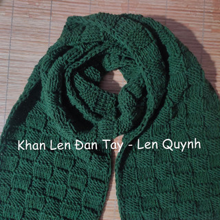 Khăn len đan tay kiểu ô vuông - Chất len milk cotton 125g -  Quà tặng handmade