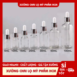 Lọ Chiết Serum 🏵️ Lọ Chiết Mỹ Phẩm Thủy Tinh Nắp Bóp Nhỏ Giọt Khoen Bạc 5ML/10ML Dùng Đưng Tinh Dầu,, Kem Dưỡng