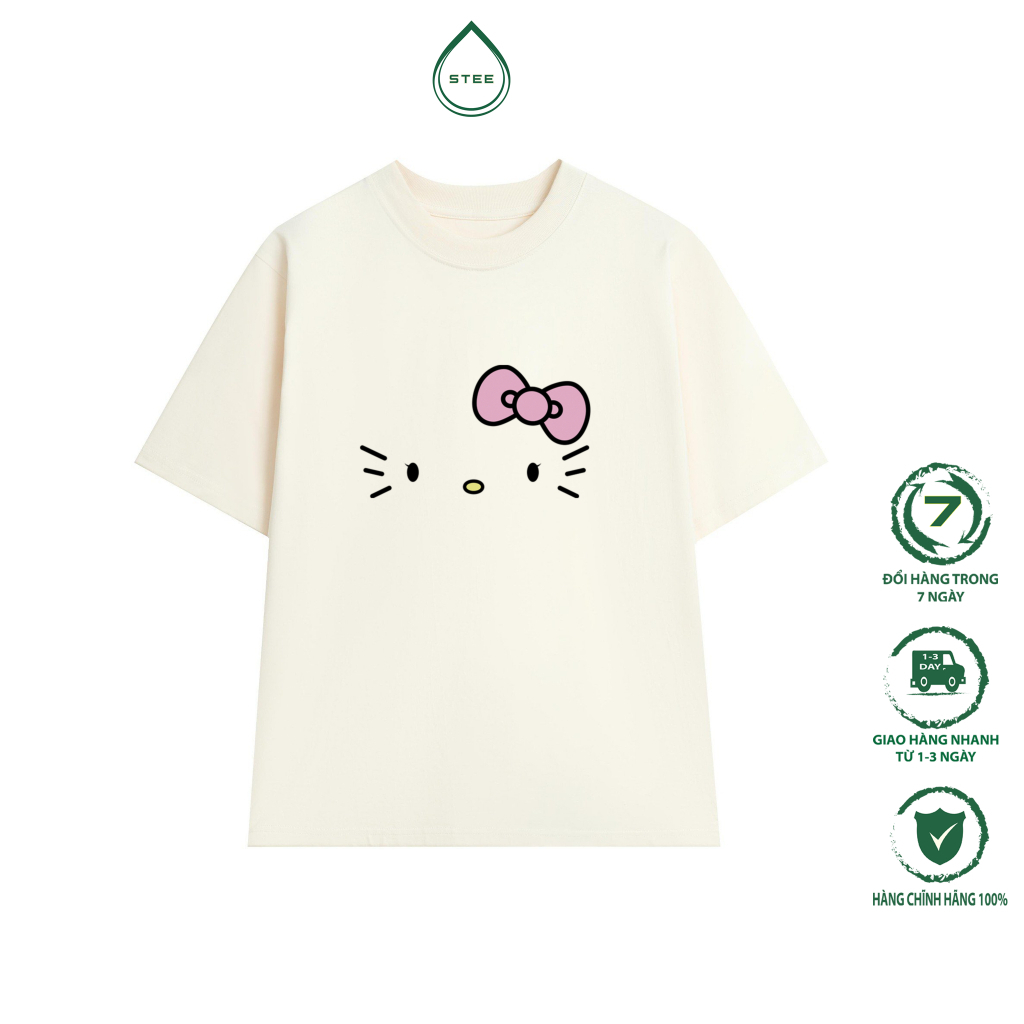 Áo thun cao cấp STEE Form dáng rộng Oversize Mèo Nơ 2 chất liệu cotton mềm mát - ST35