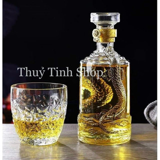[ RẺ VÔ ĐỊCH ] Chai, Bình Đựng Rượu Thủy Tinh Đẹp Rồng Vai 500ml Cao Cấp