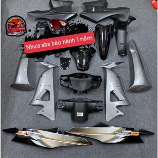 Dàn Áo Màu Đen Ghi - Bộ Vỏ Nhựa Wave Alpha 100 - Wave 50cc - Wave Rs Mã 1122