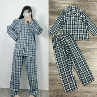 HIPU.VNXK - Set bộ Elle họa tiết caro tay dài mặc ở nhà.