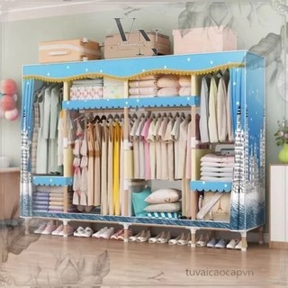 Tủ vải đựng quần áo Tủ vải khung gỗ  / 3 buồng 6 ngăn / 4 buồng 8 ngăn tủ khung gỗ bọc nhựa