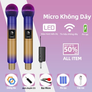 Bộ micro karaoke không dây micro sm58 đôi hát chuyên dành cho mọi loa kéo, âm ly hát nhẹ và êm micro không dây