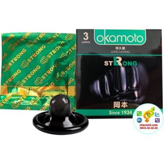 Bao Cao Su Dày 0.1mm Okamoto Strong Màu đen thủ lĩnh