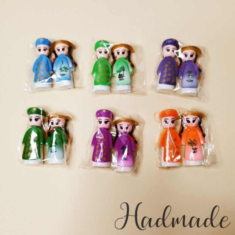 Nam châm hít tủ lạnh đôi búp bê áo dài bằng sứ cỡ to - quà  tặng lưu niệm - magnet