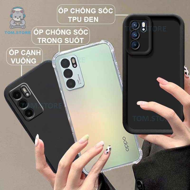  Ốp lưng Oppo RENO 6   6 4G   6 5G   6Z 5G   6 PRO 5G China chống sốc đen,kem,TPU viền vuông,chống sốc trong suốt 