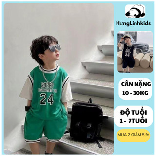 [12-31kg] Sét Bộ Quần Áo Cotton Form Size Nhỏ Cho Bé Trai (Đen Xanh)