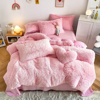 Bộ Chăn Ga Gối Nỉ Nhung Lông- Tặng Kèm Gối Trái Tim