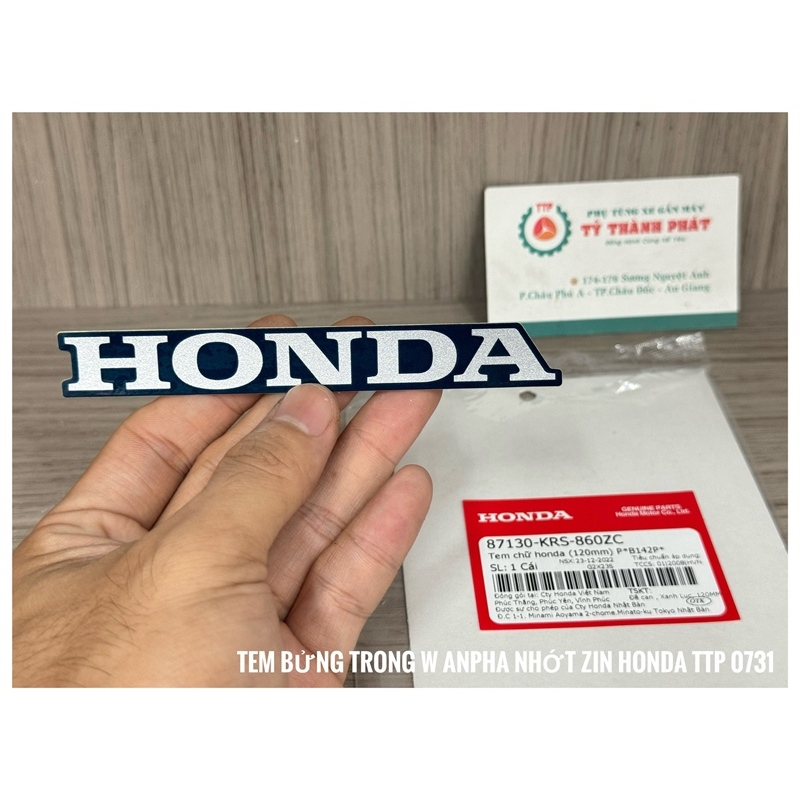 Tem Honda Bửng Wave xanh Nhớt 120mm ( 1 Miếng ) 87130KRS860ZC