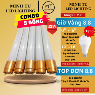 Combo 5 bóng đèn tuýp led vỏ nhựa 1m2 22w ánh sáng trắng