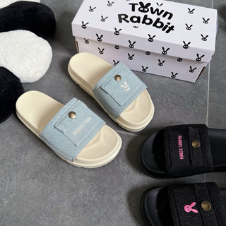 Dép mini bags quai ngang Rabbit Town thêu nổi xinh xắn / Đế cao 4cm / Full Box chính hãng
