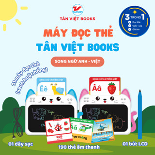 Máy Đọc Thẻ Flashcard 3in1 Song Ngữ Anh - Việt, Kết Hợp Bảng Vẽ Điện Tử LCD Tự Xóa Thông Minh - Tân Việt Books