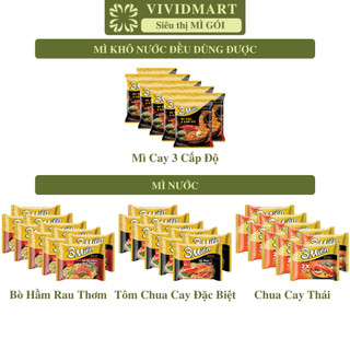 - uniben - mì 3 miền gold 4 vị: tôm chua cay đặc biệt, bò hầm rau thơm, chua cay thái, mì cay 3 cấp độ