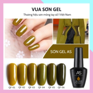 Sơn móng tay gel AS dùng máy hơ tone vàng rêu cỏ úa VUA SƠN AS mã QF 15ml