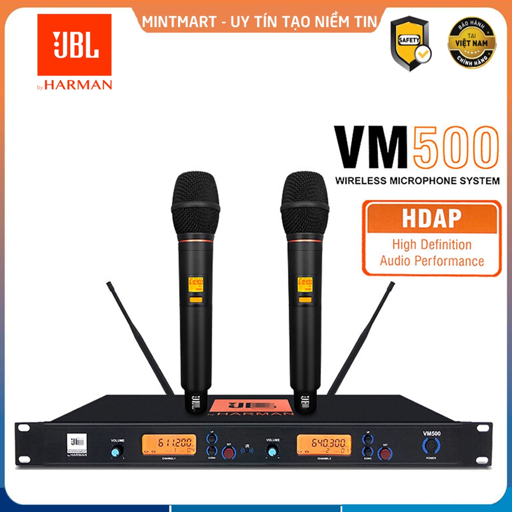 Micro không dây vỉ main tím, có tự ngắt và chống hú tốt JBL VM500 - Tặng kèm 02 chống lăn
