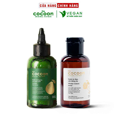 Combo Toner bí đao cân bằng da cocoon 140ml+Nước dưỡng tinh dầu bưởi pomelo cocoon 140ml