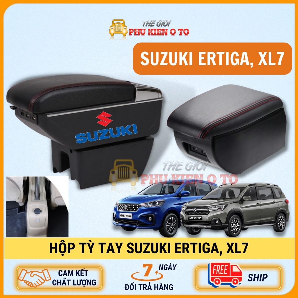 Hộp Tỳ Tay, Bệ Tỳ Tay Xe Suzuki Ertiga, XL7 Màu Đen Có Cổng USB Lắp Đặt Dễ Dàng