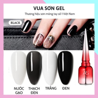Sơn móng tay gel AS màu trắng đen sữa chua nước gạo thạch đen VUA SƠN AS chai 15ml